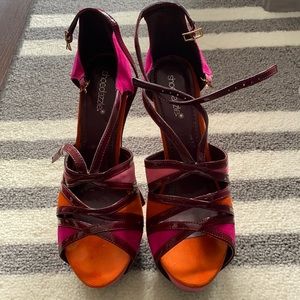 Multicolor open toe heel